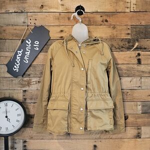 Gap Women's Utility Jacket Military Carmel Lightweight Canvas Hooded - SZ - S
